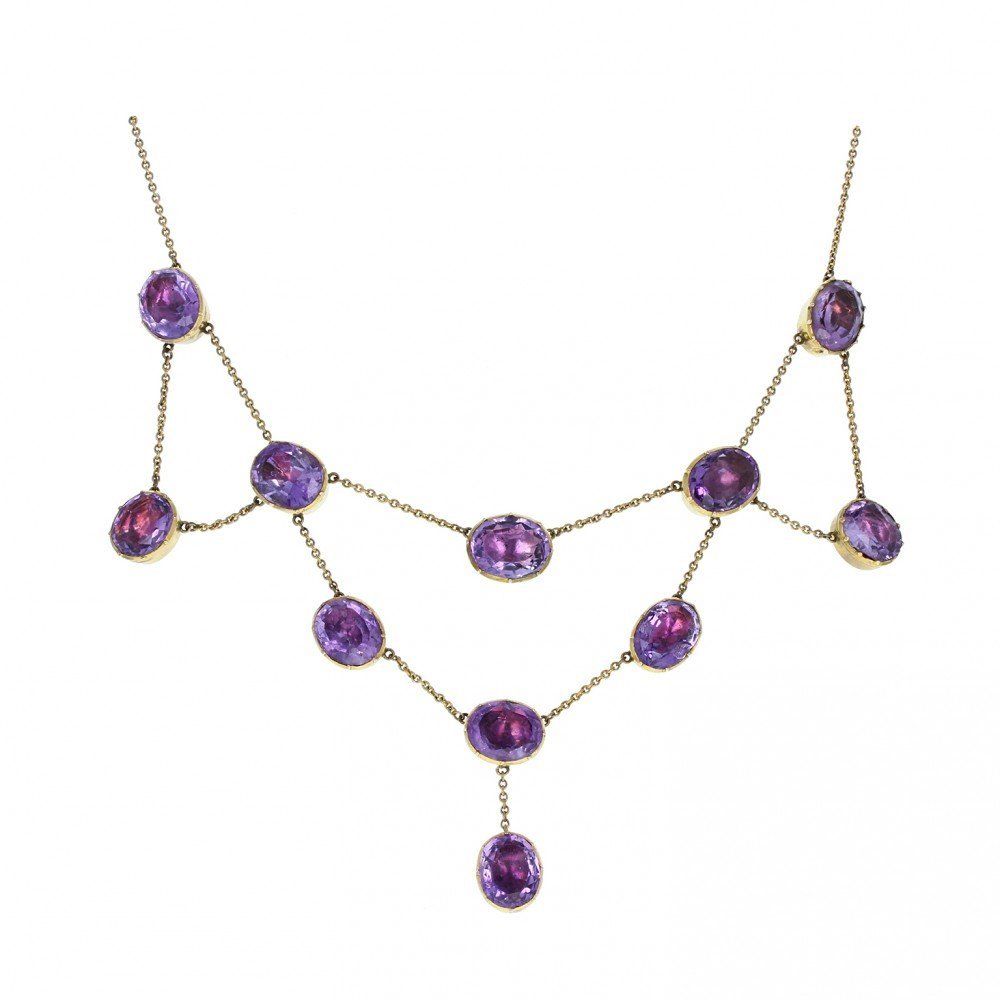 Amethyst Victorian festoon chain necklace